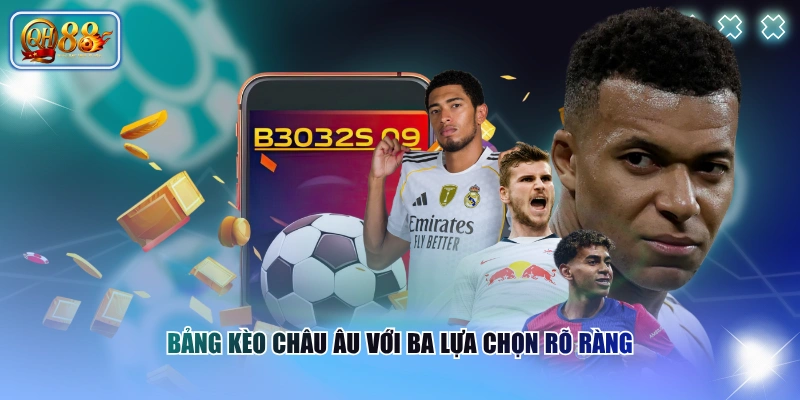 Bảng kèo châu Âu với ba lựa chọn rõ ràng
